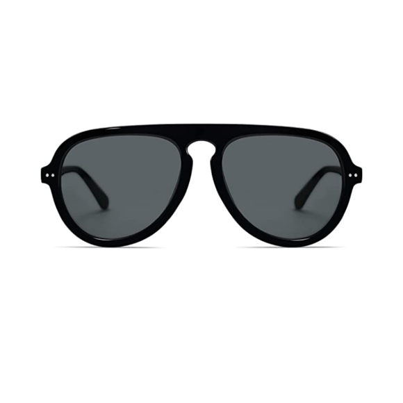 Black Aviator Sunglasses Womens Mens Vintage Plastic Frame Shades New - Picture 5 of 5